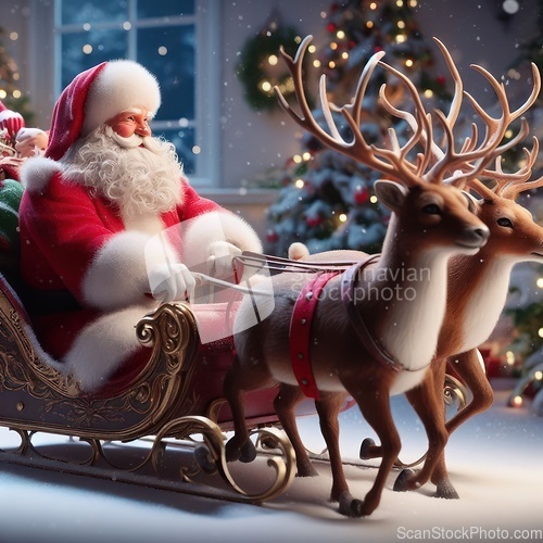 Image of santa claus on a sleigh
