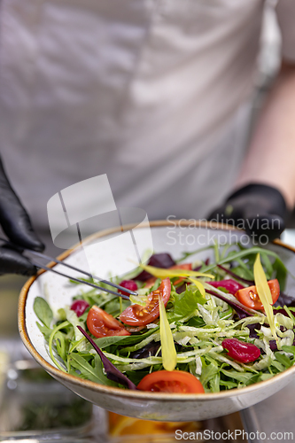 Image of Professional chef adding final touches