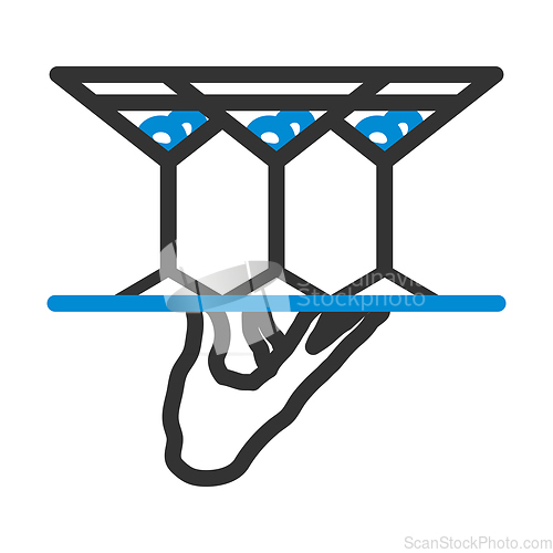 Image of Waiter Hand Holding Tray With Martini Glasses Icon