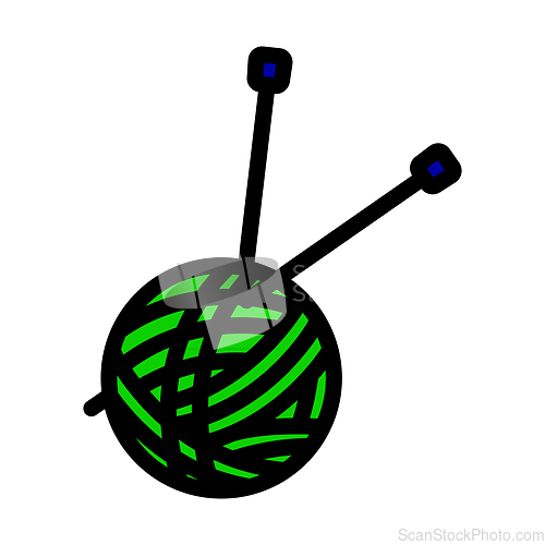 Image of Yarn Ball With Knitting Needles Icon