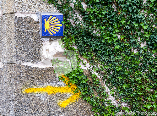 Image of Road sign of Camino de Santiago