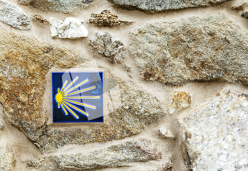 Image of Road sign of Camino de Santiago