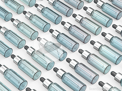 Image of Multiple rows of glass dropper bottles