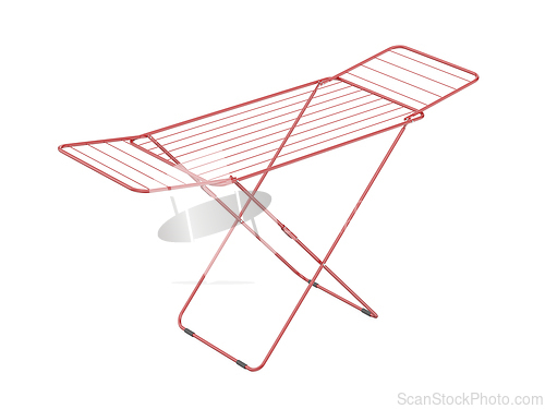 Image of Red empty clothes drying rack