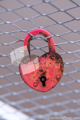 Image of Old lock in a heart shape