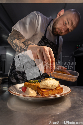 Image of Chef garnishing gourmet dish