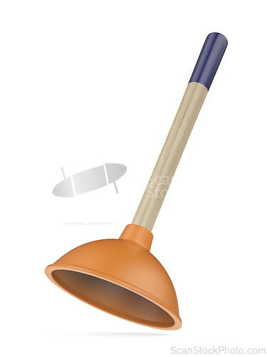 Image of Toilet plunger with wooden handle