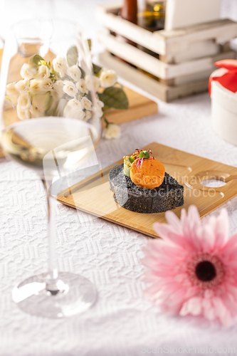 Image of Gourmet black bread canapes