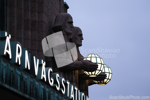 Image of Statues on the Helsinki Rainway Station