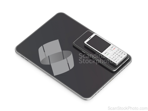 Image of Tablet and different mobile phones