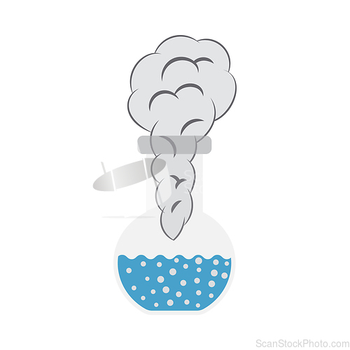 Image of Icon Of Chemistry Bulb With Reaction Inside