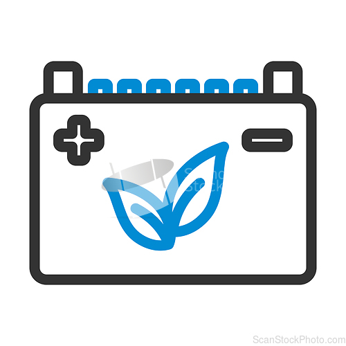 Image of Car Battery With Leaf Icon
