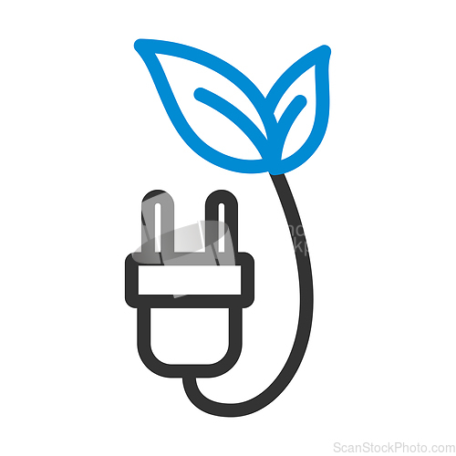 Image of Electric Plug With Leaves Icon