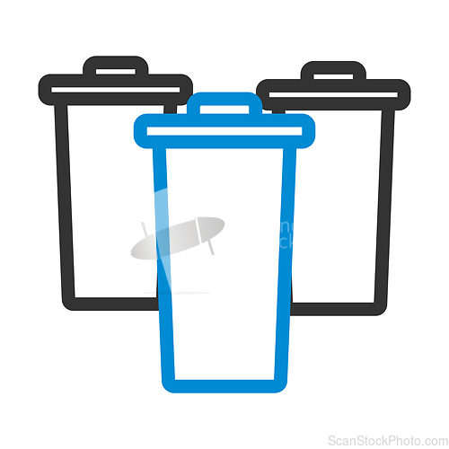 Image of Garbage Containers With Separated Trash Icon