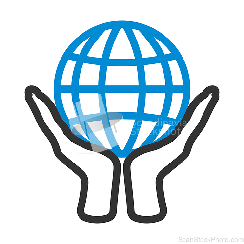 Image of Hands Holding Planet Icon