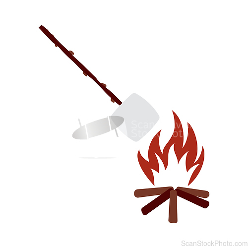 Image of Iicon Of Camping Fire With Marshmallow