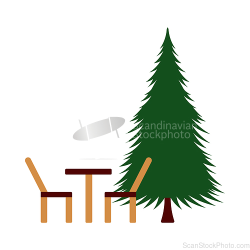 Image of Icon Of Park Seat And Pine Tre