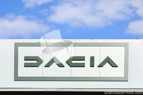 Image of Dacia Logo at the Dealership.