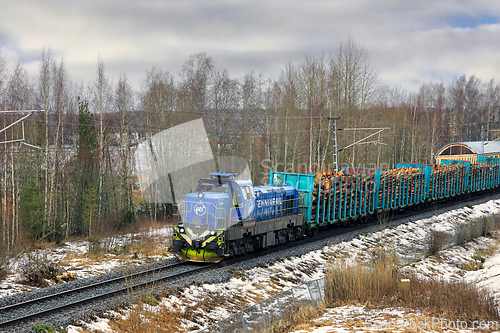 Image of Fenniarail Locomotive No. 103 Pulling Wood Train 