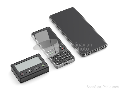 Image of Pager, feature phone, and smartphone