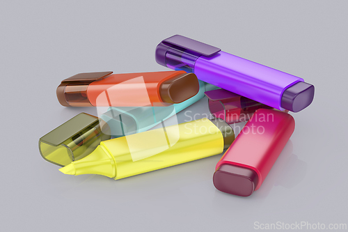 Image of Many fluorescent pens in different colors