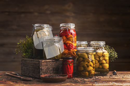 Image of Jars of pickled vegetables