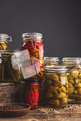 Image of Jars of pickled vegetables