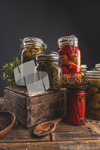 Image of Jars of pickled cucumbers