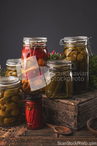 Image of Jars of pickled vegetables