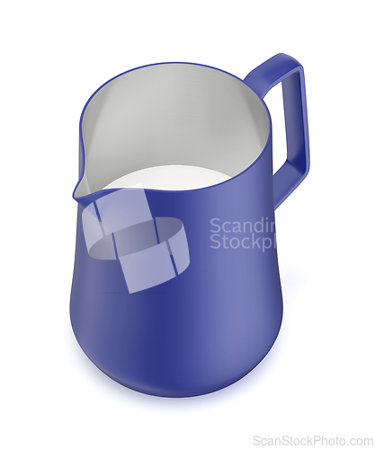 Image of Blue metal milk frothing pitcher