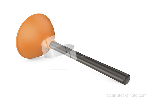 Image of Orange toilet plunger with a black handle