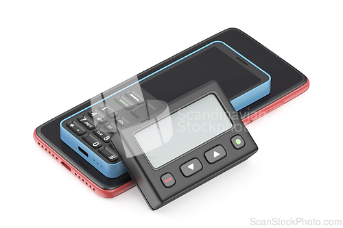 Image of Pager, feature phone, and smartphone