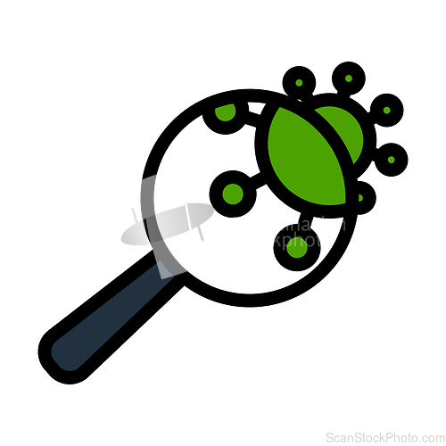 Image of Magnifier Over Coronavirus Molecule Icon