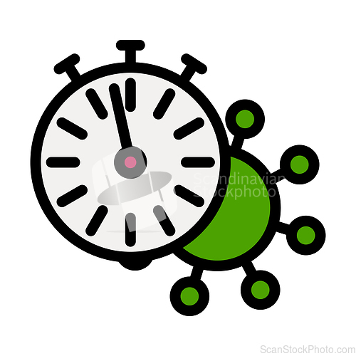 Image of Coronavirus Molecule Under Stopwatch Icon