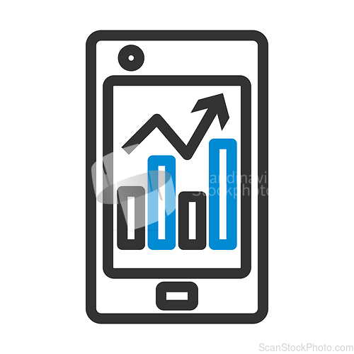 Image of Smartphone With Analytics Diagram Icon