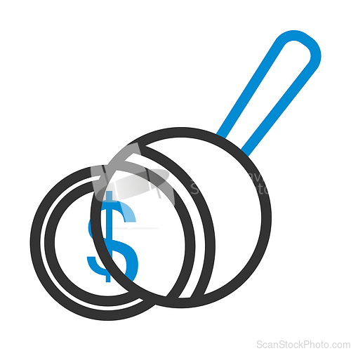 Image of Magnifying Over Coins Stack Icon