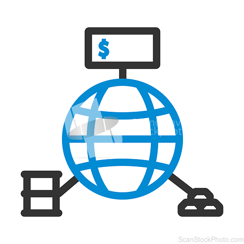 Image of Oil, Dollar And Gold With Planet Concept Icon