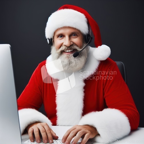 Image of santa claus as a call center operator