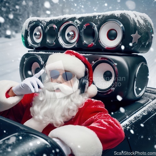 Image of santas sound system in the sleigh
