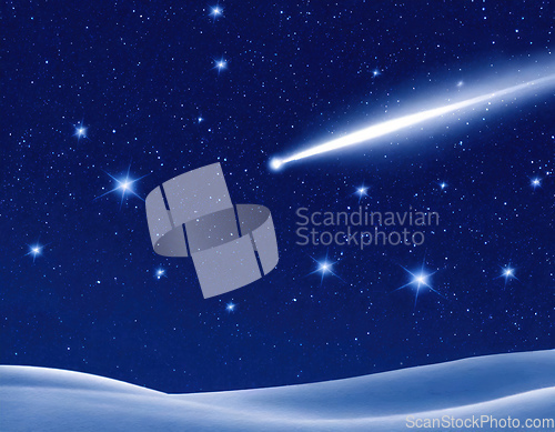 Image of shooting star for a wish at night