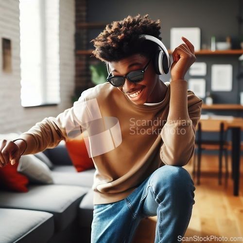 Image of teenager dancing to music at home