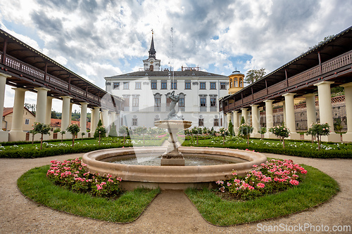Image of Historical Lysice Castle, iconic landmark in Lysice town, South Moravia, Czech Republic.