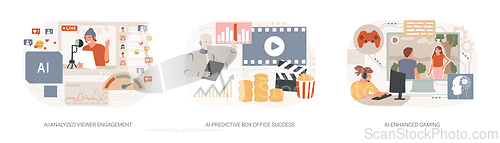 Image of AI in digital Entertainment abstract concept vector illustrations.