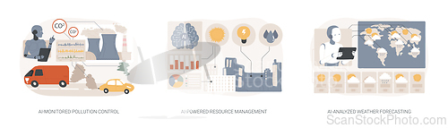 Image of AI in Environmental Management abstract concept vector illustrations.