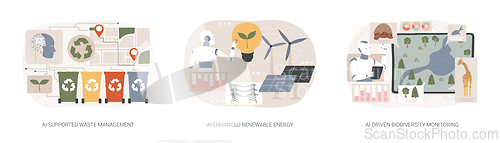 Image of AI for Environmental Issues abstract concept vector illustrations.