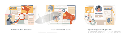 Image of AI in Public Relations abstract concept vector illustrations.