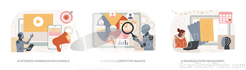 Image of AI Technology in PR abstract concept vector illustrations.