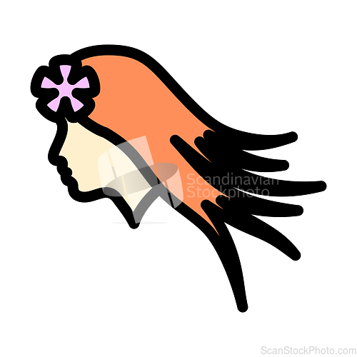 Image of Woman Head With Flower In Hair Icon