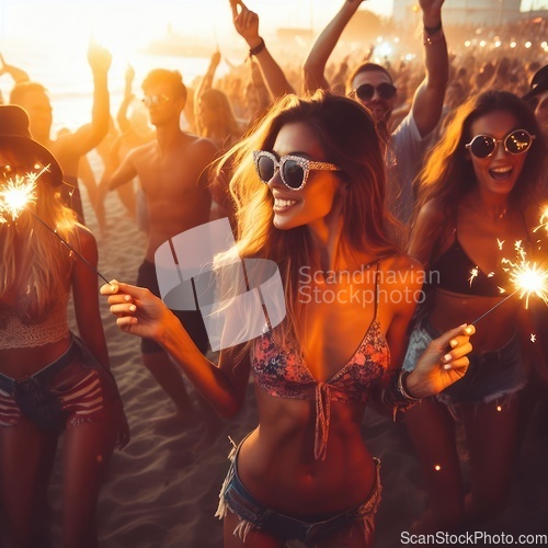 Image of partying with people at the beach