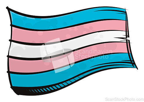Image of Painted Transgender flag waving in wind
